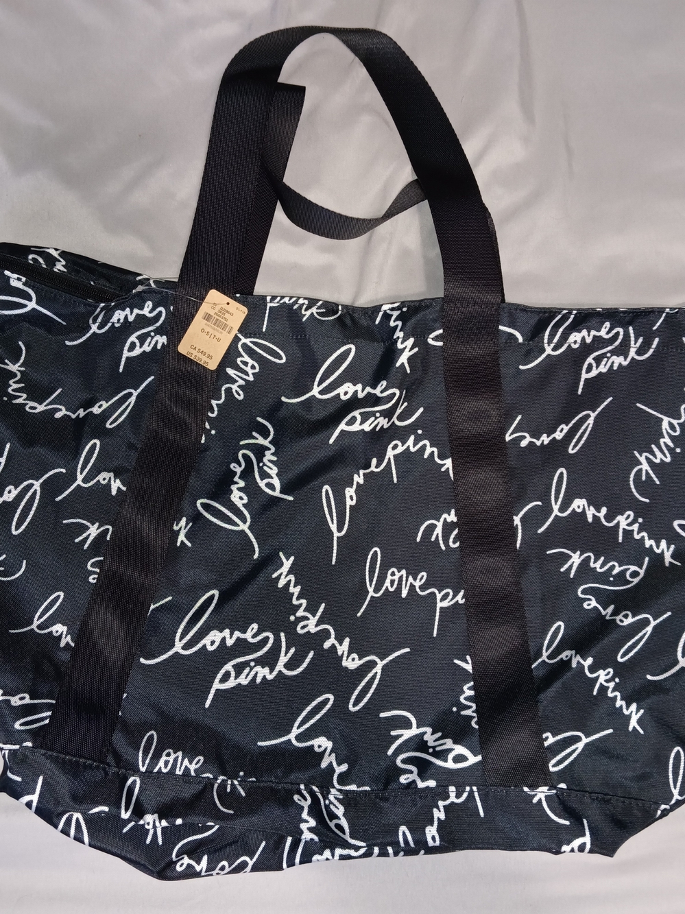 PINK Victoria's Secret Black Tote with White 'Love Pink' Script